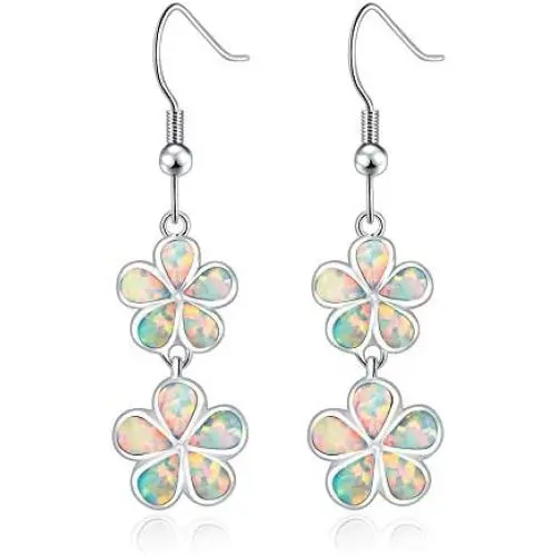CiNily Gold Plated Flower Shaped Opal Hypoallergenic Stud Earrings Flower Dangle Drop Earrings Jewelry Gift for Women Girls Gemstone Earrings CiNily Gold Plated Flower Shaped Opal Hypoallergenic Stud Earrings Flower Dangle Drop Earrings Jewelry Gift for Women Girls Gemstone Earrings