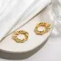 Twisted Hoop Earrings 14K Gold Plated 925 Sterling Silver Post Chunky Hoop Earrings Lightweight High Polished Hoops Jewelry Gift for Women and Gi