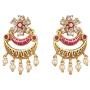 Tarinika Videni Antique Gold-Plated Indian Jewelry Set with Necklace and Earrings - White Red