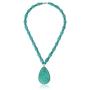 Gem Stone King 22 Inch Blue Simulated Turquoise Howlite Necklace with Drop Shape Pendant and Earring Set
