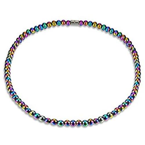 Unisex Magnetic Necklace, Health Energy Healing Hematite Beads for Crystal Quartz Stretch Health Care