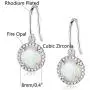 GEMSME White Gold Plated Teardrop Opal Dangle Earrings For Women
