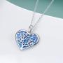 Tree of Life Heart Simulated Opal Pendant Necklace, 925 Sterling Silver Jewelry Christmas Birthday Friendship Gifts for Women Forever in My Heart