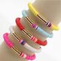 LITMIND 10 Pcs Heishi Bracelets, Boho Bracelet, Rainbow Bead Bracelet, Disc Beaded Friendship Bracelets, Sliced Clay Bracelets Jewelry for Women