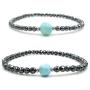 Lii Ji Natural Dominican Blue Green Larimar Hematite Beads 2pcs