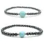 Lii Ji Natural Dominican Blue Green Larimar Hematite Beads 2pcs