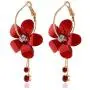 Eiffy Romantic Crystal Acrylic Rose Flower Earrings Five Leaves Exaggerated Round Hoop Long Tassel Earring for Women Jewelry (Red) Eiffy Romantic Crystal Acrylic Rose Flower Earrings Five Leaves Exaggerated Round Hoop Long Tassel Earring for Women Jewelry (Red)