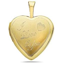 Pori Jewelers 14K Solid Yellow Gold Heart Locket Pendants- For Photos, Messages, sentimentals