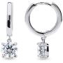 BERRICLE Rhodium Plated Sterling Silver Round Cubic Zirconia CZ Solitaire Anniversary Fashion Dangle Drop Earrings 1.6 CTW