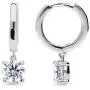 BERRICLE Rhodium Plated Sterling Silver Round Cubic Zirconia CZ Solitaire Anniversary Fashion Dangle Drop Earrings 1.6 CTW BERRICLE Rhodium Plated Sterling Silver Round Cubic Zirconia CZ Solitaire Anniversary Fashion Dangle Drop Earrings 1.6 CTW
