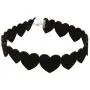 Heart Velevt Choker Necklace Boho Leather Heart Shaped Chain Jewelry Silver Plated for Women Girls