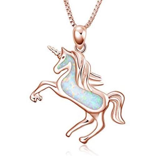 LUHE Unicorn Pendant Necklace Jewelry Gifts Sterling Silver Filigree Running Unicorn Necklace for Women Teen Girls Unisex