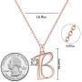 JUSZXY Letter Initial Necklaces for Women, 14K Rose Gold Plated Cubic Zirconia Letter Pendant Script Name Monogram Necklace, Delicate Initial Necklace for Mom Mothers Day