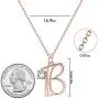 JUSZXY Letter Initial Necklaces for Women, 14K Rose Gold Plated Cubic Zirconia Letter Pendant Script Name Monogram Necklace, Delicate Initial Necklace for Mom Mothers Day