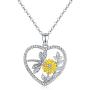 CHENGHONG Dragonfly Necklace 925 Sterling Silver Heart Sunflower Pendant Necklace Dragonfly Jewelry Gifts for Women Girls