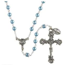 Holly Lines Swarovski Pearl Heritage Collection Catholic Rosary Case and Pouch, Creed 6 mm Beaded Rosary in Hard-Side Black Case with Ave Maria Zippered Pouch and Rosary Mysteries Card