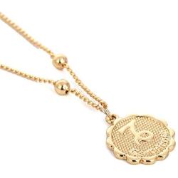 Ailiessy Circle Round Constellation Necklace Personalized Sunflower Flower Zodiac Pendant Necklace for Women Girls Trendy Jewelry Gifts