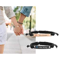 Personalized Magnetic Attract Couples Bracelets King and Queen Crown Matching Bracelet Custom Friendship Bracelets for Boyfriend and Girlfriend, Him and Her 2 PCS