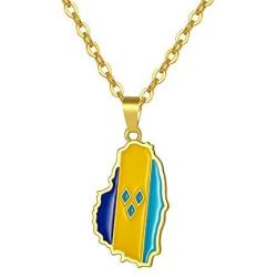 Gold Color ST. Vincent Map Pendant Necklaces Stainless Steel Chains Saint Vincent Maps Lesser Antille Jewelry Gifts