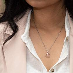 Peora Sterling Silver Cancer Awareness Hope, Fight, Survive Ribbon Pendant Necklace for Women with 18 Inch Chain