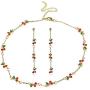 Pingyongchang Vintage Cherry Charm Bling Shiny Crystal Cherry Choker Necklace Earring 14K Gold Plated Dainty Adjustable Clavicle Chain Personalized Jewelry Set Gifts
