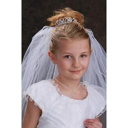 Girls Sterling Silver First Communion''Dancing Cross'' Heart Necklace