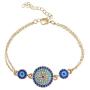 Lucky Round Evil Eye Jewelry Set, AILUOR Gold Inspirational Turkish Hamsa Blue Cubic Zirconia Crystal Evil Eye Charm Pendant Necklace,Ring,Bracelet and Stud Earrings Sets for Girl Women