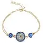 Lucky Round Evil Eye Jewelry Set, AILUOR Gold Inspirational Turkish Hamsa Blue Cubic Zirconia Crystal Evil Eye Charm Pendant Necklace,Ring,Bracelet and Stud Earrings Sets for Girl Women