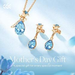 CDE Jewelry Sets for Women Rose Gold Jewelry Embellished with Crystal from Austria Mothers Day Jewelry Gifts Necklace and Earrings Set for Mom Wife