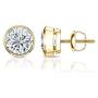 1/4 to 2 Carat Diamond Round Stud Earrings in 14k Yellow or White Gold (H-I, I2-I3, cttw) Bezel Set Screw Back by Diamond Wish