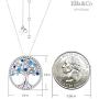 Sterling Silver Tree of Life Necklace for Her Birthday Gifts March Birthstone Aquamarine Jewelry Blue Sapphire Simulated Diamond Pink Tourmaline Citrine Garnet Necklace