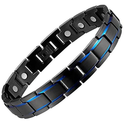 Magnetic Bracelets for Men Arthritis Stainless Steel Black Bracelet 8.5 inches Adjustable