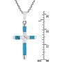 AeraVida Elegant X Cross Simulated Turquoise Inlay .925 Sterling Silver Pendant Necklace