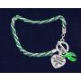 Fundraising For A Cause | Green Ribbon Awareness ''Together We Can Make A Difference'' Charm Bracelet - Rope-Style Charm Bracelet for Organ Donation, Cerebral Palsy, Mental Health, Lyme Disease, & Lymphoma Awareness (1 Bracelet)