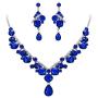 BriLove Womens Wedding Bridal Crystal Geometric Cluster Statement Necklace Dangle Earrings Set