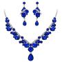 BriLove Womens Wedding Bridal Crystal Geometric Cluster Statement Necklace Dangle Earrings Set