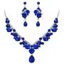 BriLove Womens Wedding Bridal Crystal Geometric Cluster Statement Necklace Dangle Earrings Set