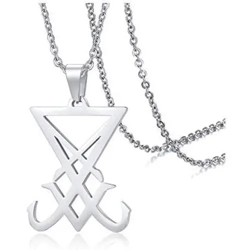 PJ Jewelry Sigil of Lucifer Pendant Satanic Symbol Stainless Steel Seal of Satan Necklace,Free 20'' Chain PJ Jewelry Sigil of Lucifer Pendant Satanic Symbol Stainless Steel Seal of Satan Necklace,Free 20'' Chain