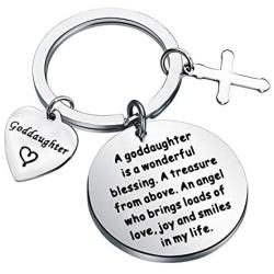 CYTING Goddaughter Gift A Goddaughter is a Wonderful Blessing Cross Keychain First Communion Baptism Gift Religious Jewelry Christening Gift