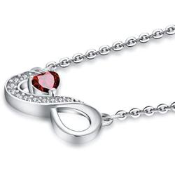 JO WISDOM 925 Sterling Silver Cubic Zirconia Infinity Heart Pendant Necklaces