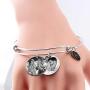 Qina C Love You to The Moon and Back Personalized Photo Engraving Bangle Dangle Charm Adjustable Wire Bracelet Inspirational Gift