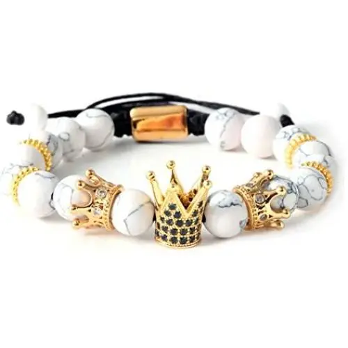 T.F.L 8mm Imperial Crown Beaded Bracelet King Queen Charm Couple Rope Braided Bracelets for Women Men Jewelry Gift T.F.L 8mm Imperial Crown Beaded Bracelet King Queen Charm Couple Rope Braided Bracelets for Women Men Jewelry Gift