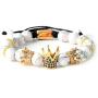 T.F.L 8mm Imperial Crown Beaded Bracelet King Queen Charm Couple Rope Braided Bracelets for Women Men Jewelry Gift