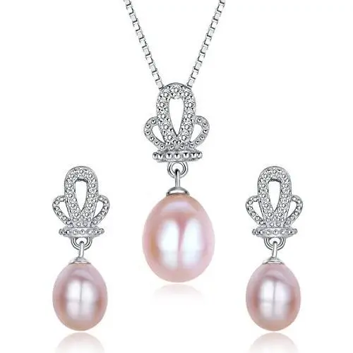Stunning Flawless Pearl Stud Earrings & Silver Chain Pendant Set| Impeccable Quality Natural, Flawless Freshwater Pearl & 925 Sterling Silver| The Most Unique Fashion Jewelry Set (2 | Pink Pearls) Stunning Flawless Pearl Stud Earrings & Silver Chain Pendant Set| Impeccable Quality Natural, Flawless Freshwater Pearl & 925 Sterling Silver| The Most Unique Fashion Jewelry Set (2 | Pink Pearls)