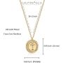 VACRONA Coin Necklace 18k Gold Plated Vintage Textured Medallion Coin Pendant Round Circle Disk Dainty Necklace for Women