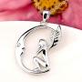 925 Sterling Silver Guardian Angel Wings Necklace Moon Pendant Jewelry for Women Girlfriend