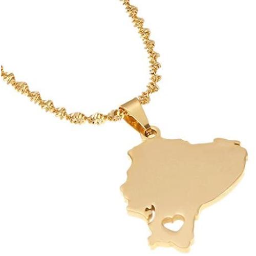 Stainless Steel Ecuador Map Pendant Necklaces Maps Jewelry Ecuadorian