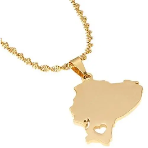 Stainless Steel Ecuador Map Pendant Necklaces Maps Jewelry Ecuadorian