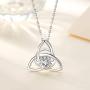EUDORA Sterling Silver Irish Celtic Knot Triangle Necklace Vintage 925 Women Jewelry, 18'',Gift for Her