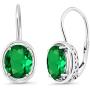 Gem Stone King 925 Sterling Silver Green Simulated Emerald Dangle Earrings 3.00 Ctw Oval 9X7MM